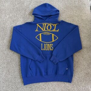 Vintage NICL Lions Sweatshirt Mens Large Blue Football Russell Athletic USA